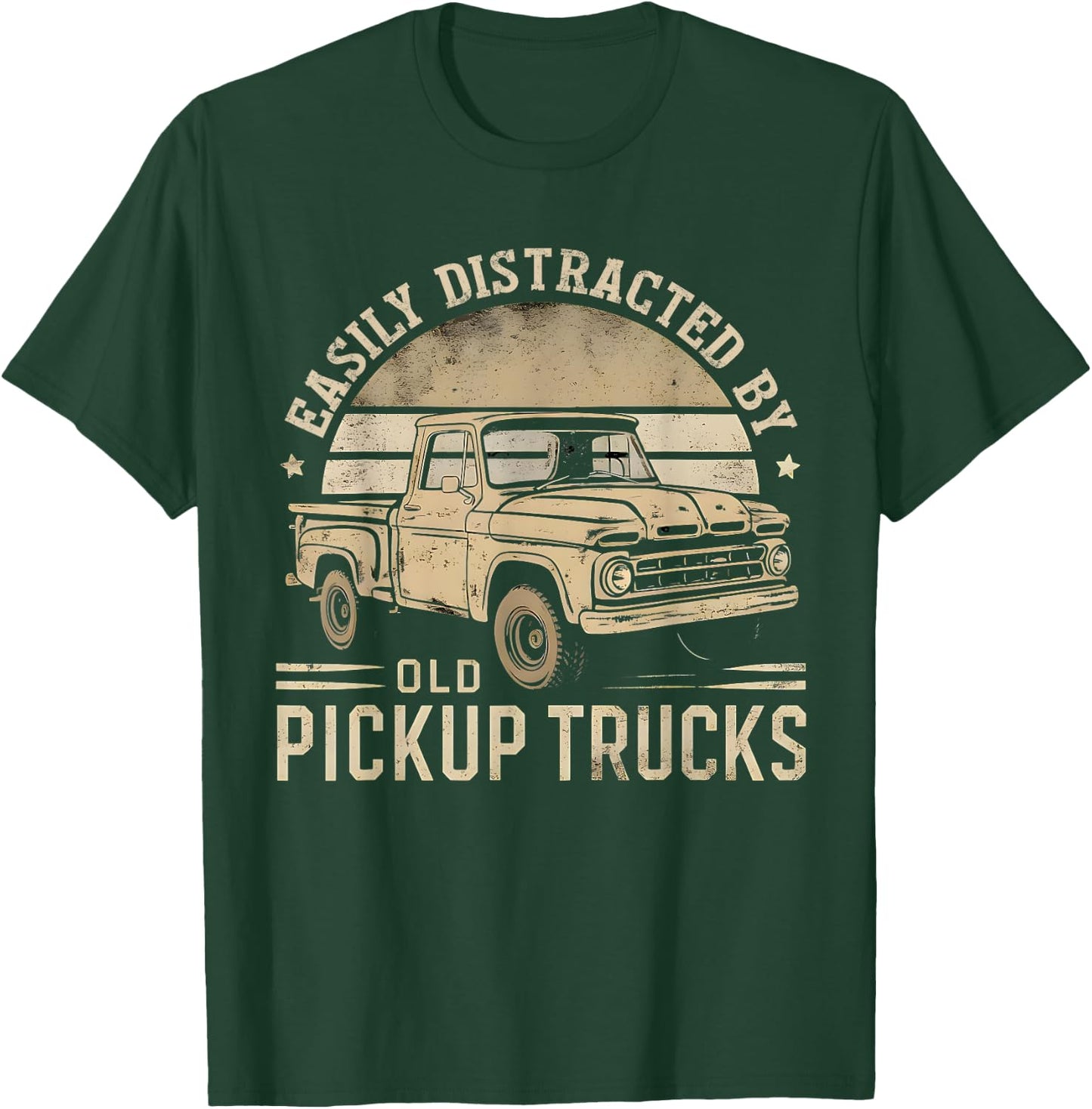 Easily Distracted By Old Pickup Trucks Funny Trucker T-Shirt - T-Shirt | Forest