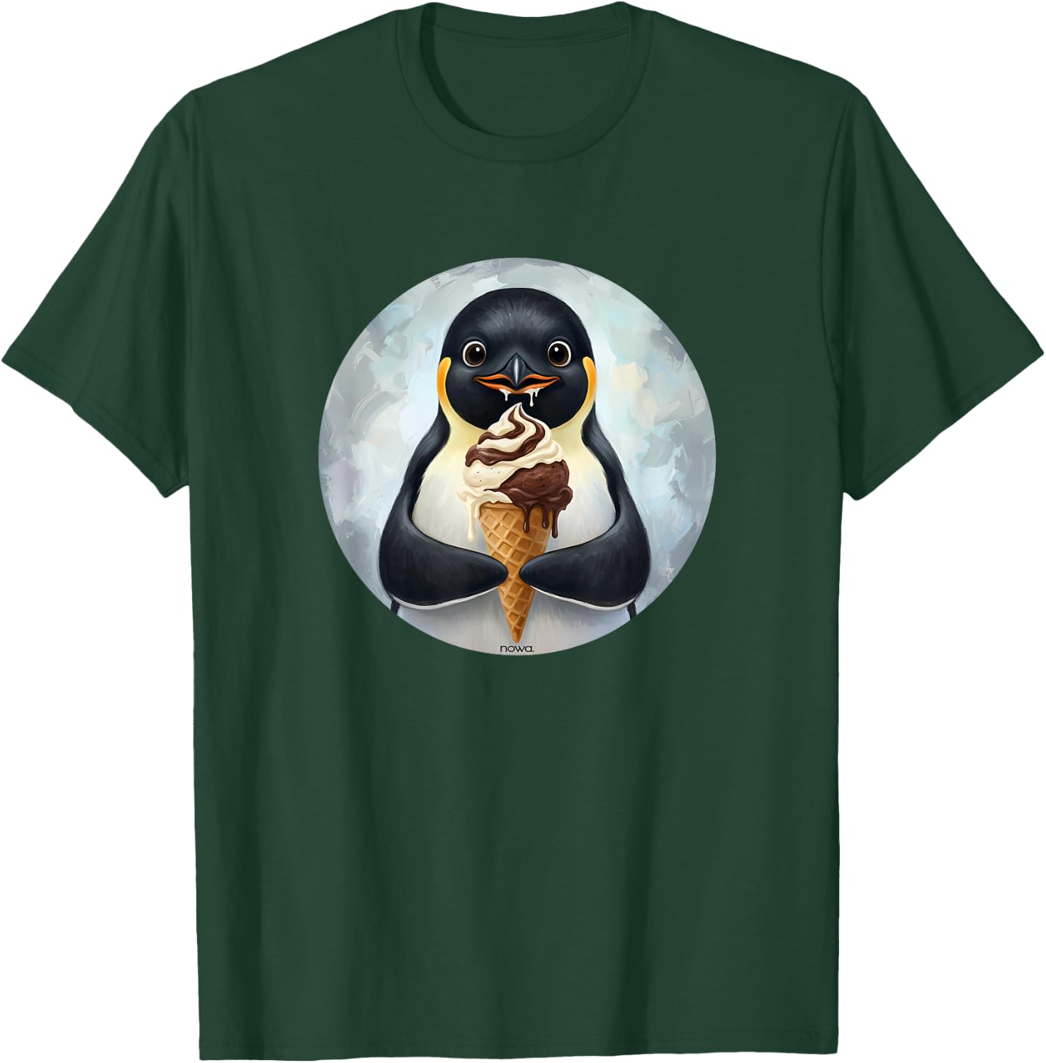 Cute and Sweet Penguin EATS ICE Cream T-Shirt - T-Shirt | Forest