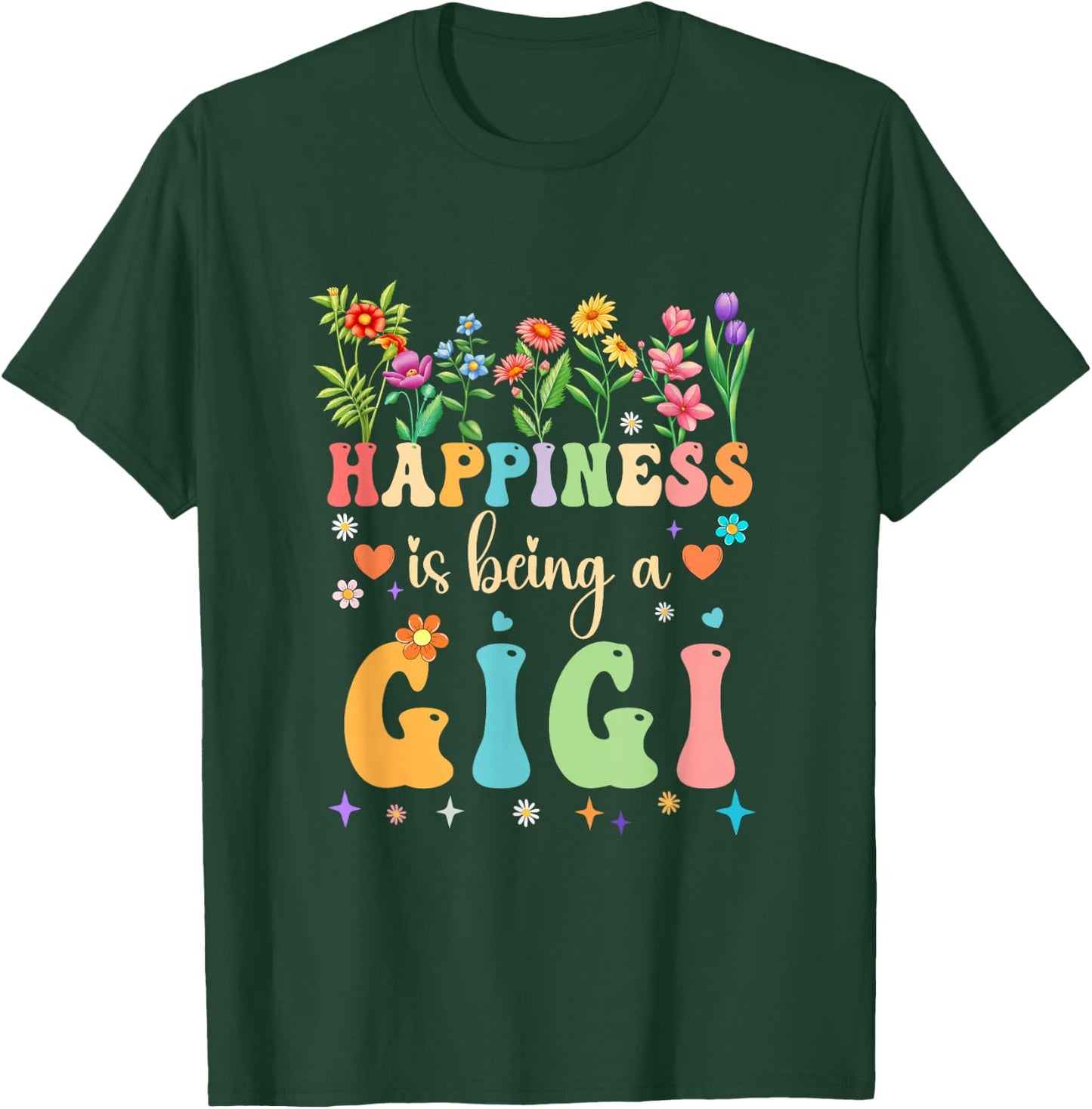 Happiness Is Being A Gigi Floral Design Gigi Mothers Day T-Shirt - T-Shirt | Forest