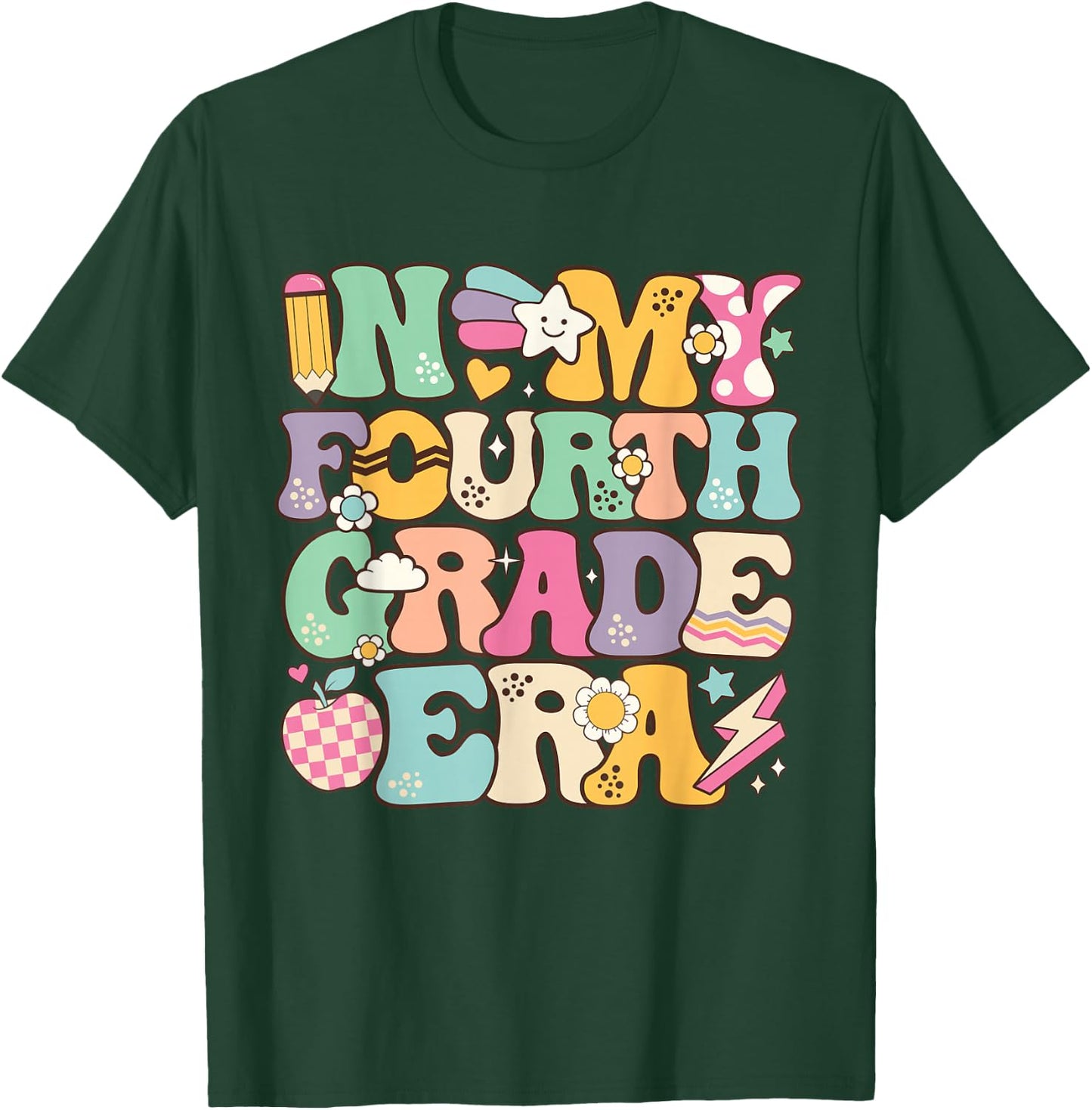 In My Fourth Grade Era Girl Back To School 4th Grade Teacher T-Shirt - T-Shirt | Forest