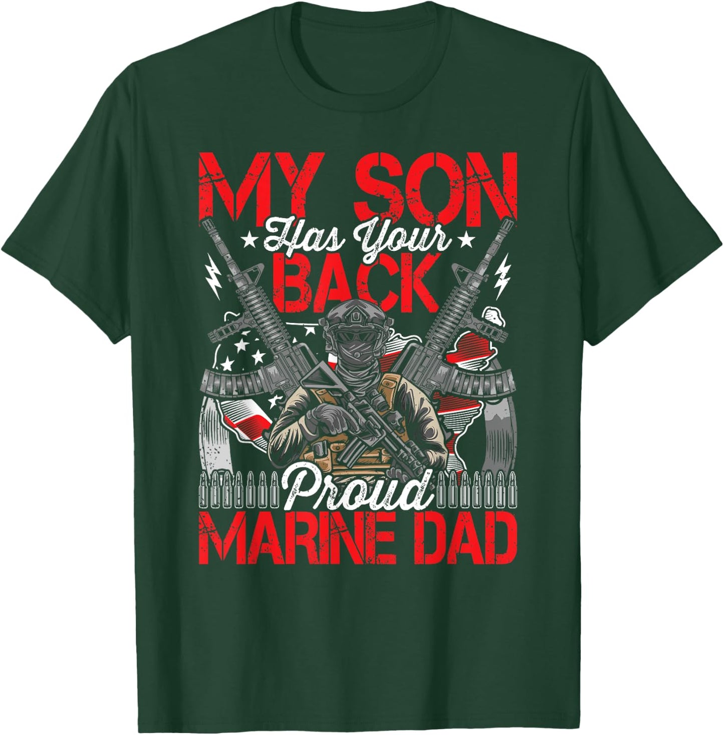He Has Your Back - Marine - Dad Camouflage T-Shirt - T-Shirt | Forest