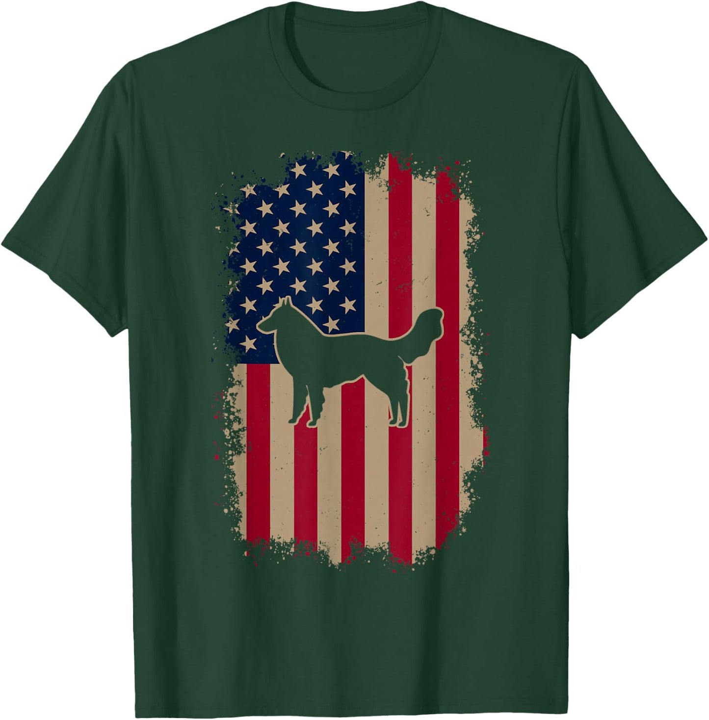 American US Flag Belgian Groenendael T-Shirt - T-Shirt | Forest