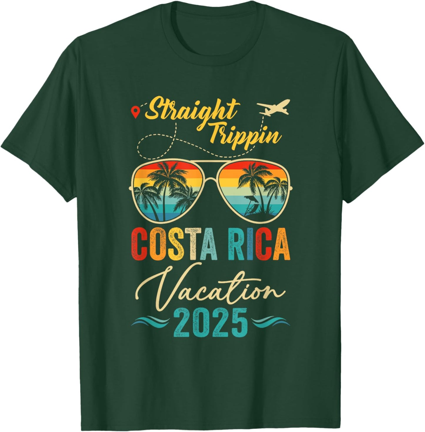 Straight Trippin Costa Rica 2025 Family Summer Vacation T-Shirt - T-Shirt | Forest