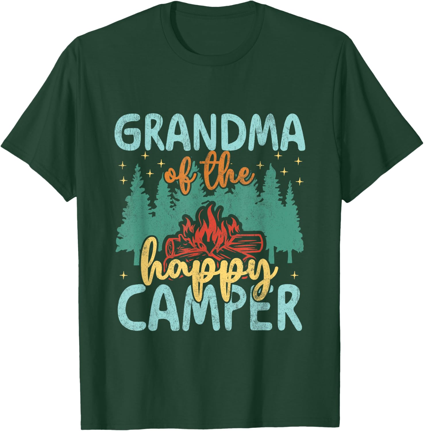 Grandma of Happy Camper 1st Birthday Party Retro Grandma T-Shirt - T-Shirt | Forest