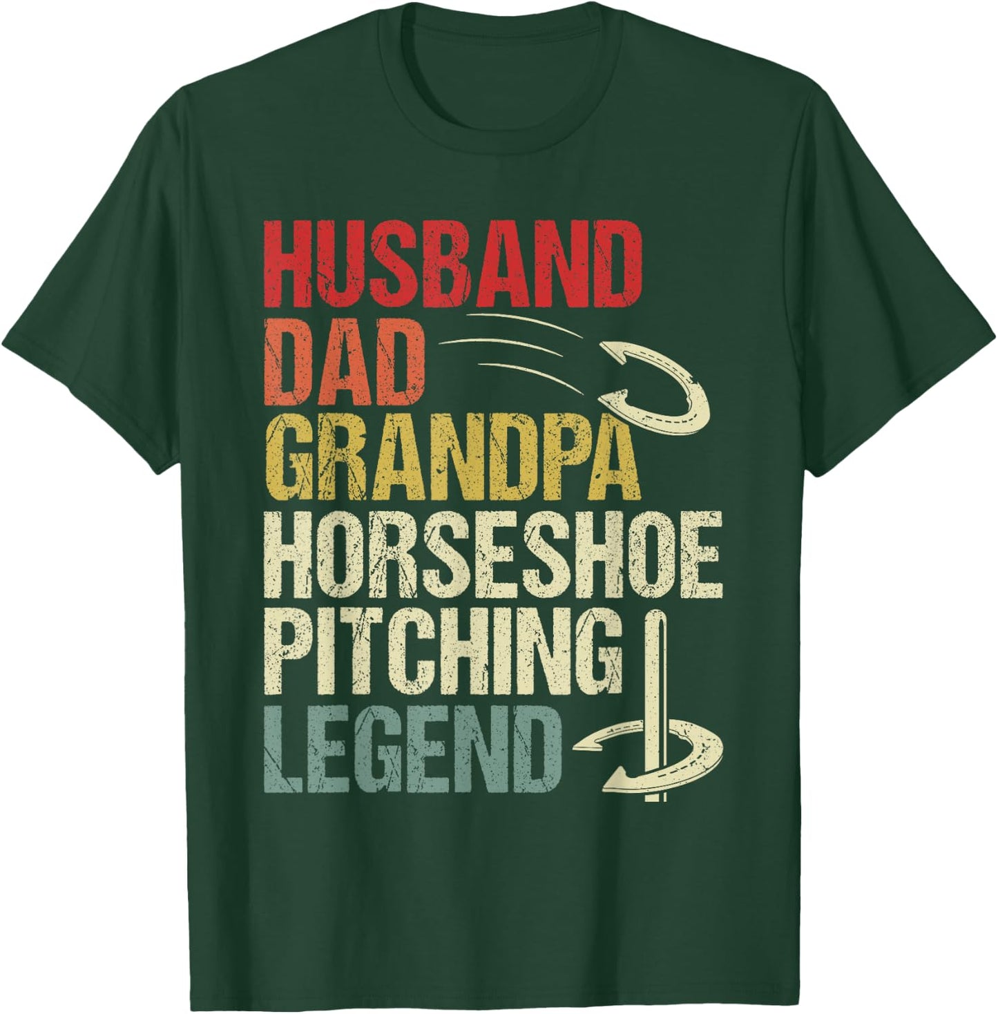 Retro Horseshoe Pitching Legend Grandpa Horseshoe Throwing T-Shirt - T-Shirt | Forest