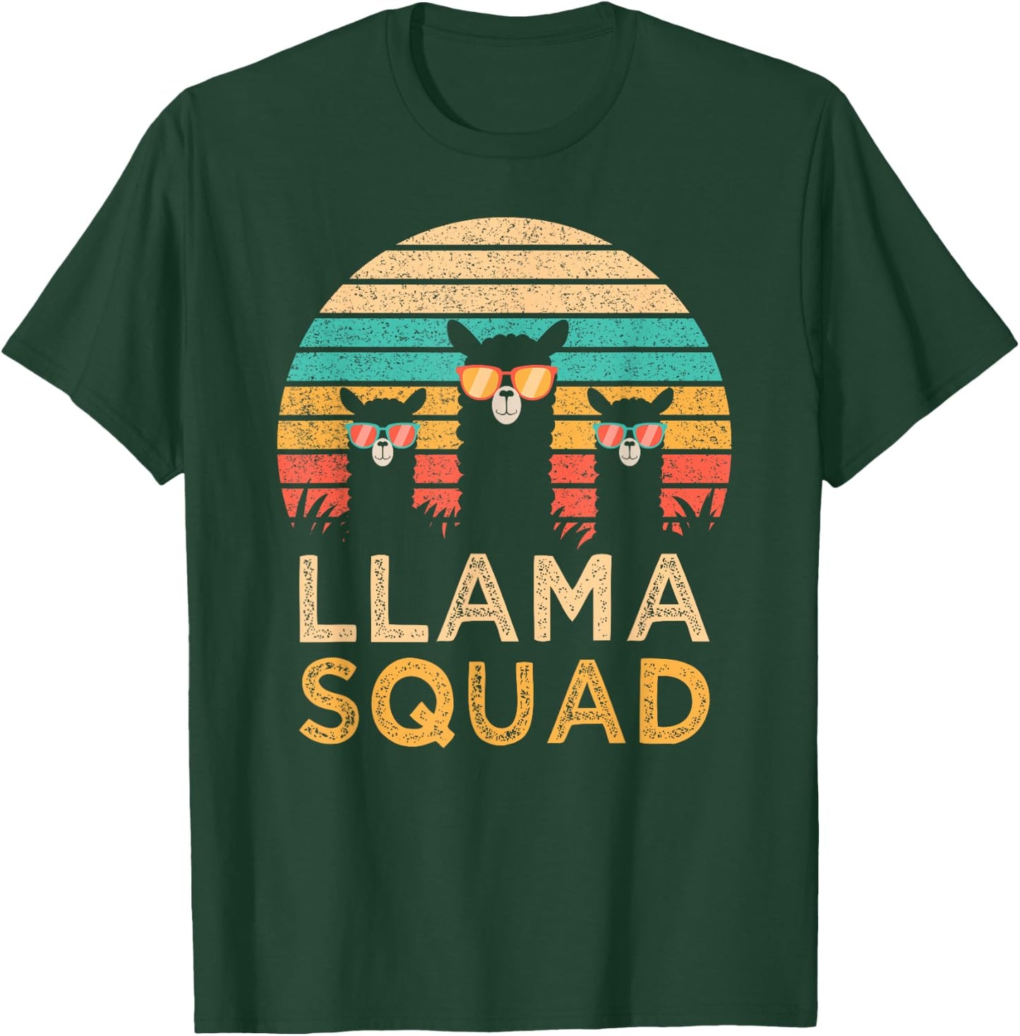 Funny Llama Squad Sunglasses Cool Llamas Vintage Gift T-Shirt - T-Shirt | Forest
