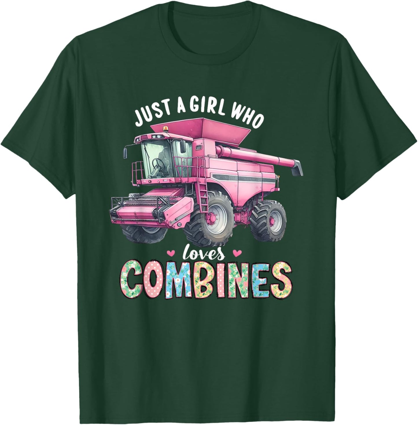 Farm Combine Just a Girl Who Loves Combines Pink Combine T-Shirt - T-Shirt | Forest