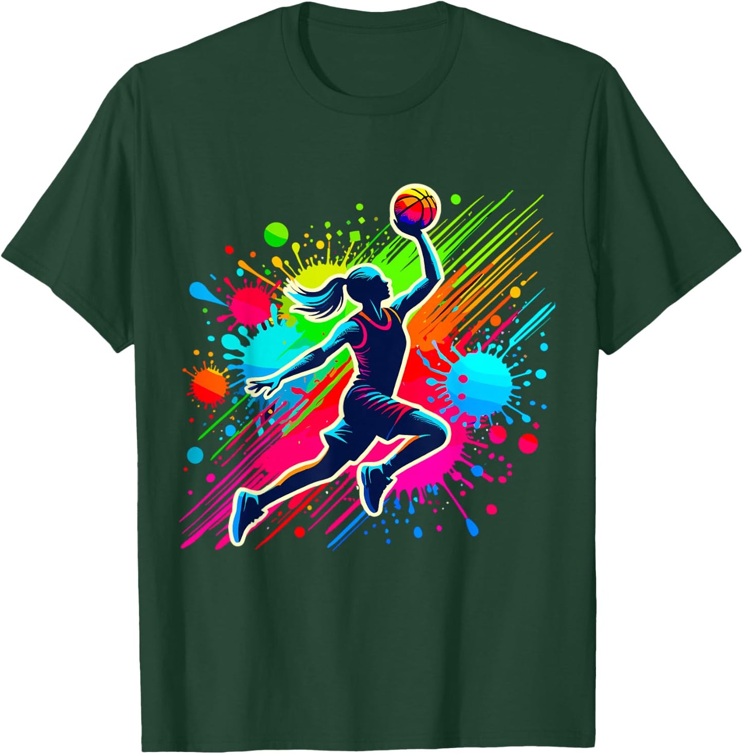 Basketball Player Girl T-Shirt - T-Shirt | Forest