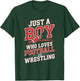 Just A Boy Who Loves Football and Wrestling Sports T-Shirt - T-Shirt | Forest