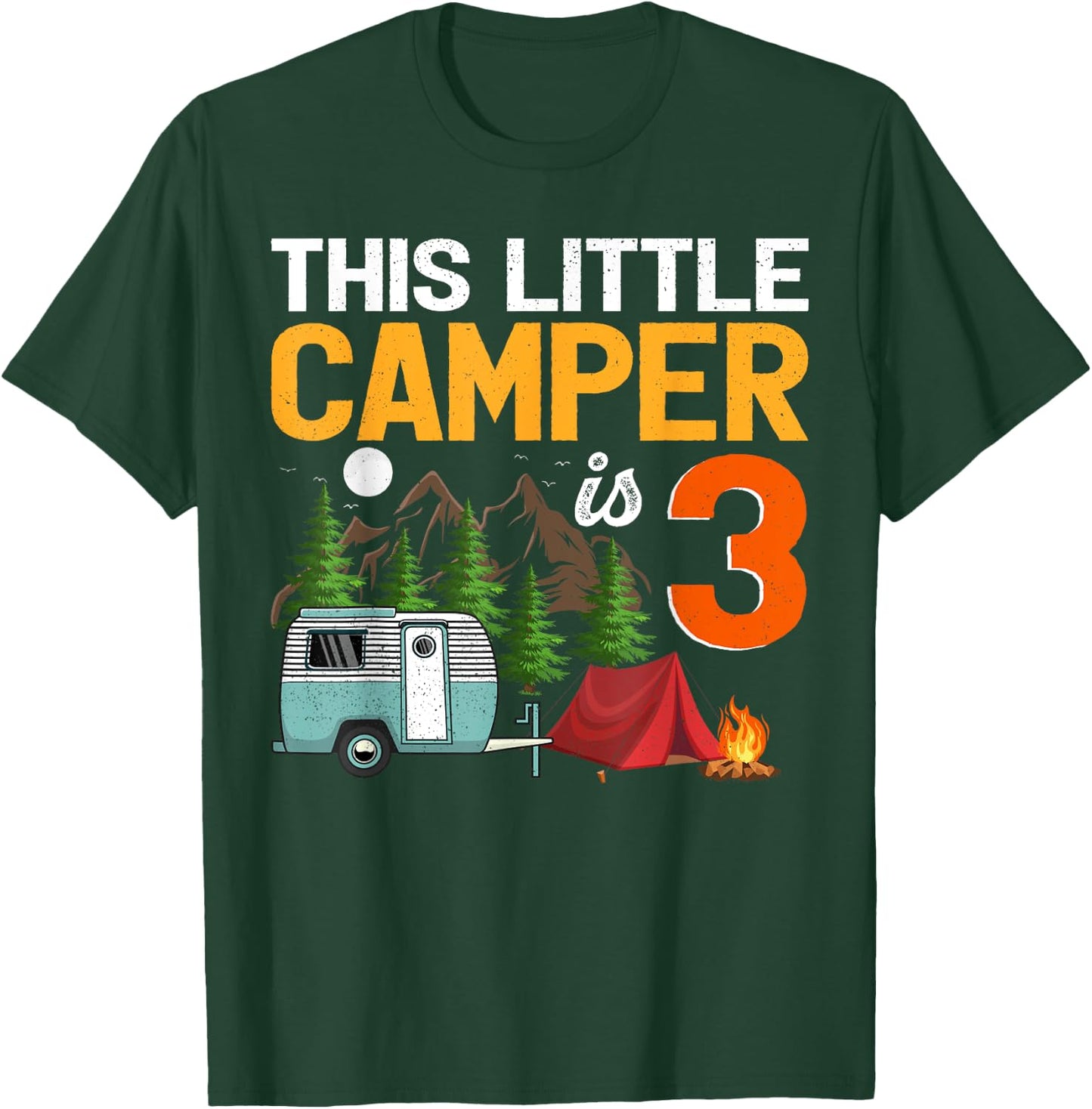 This Little Camper Is 3 Year Old Camping 3rd Birthday T-Shirt - T-Shirt | Forest