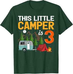 This Little Camper Is 3 Year Old Camping 3rd Birthday T-Shirt - T-Shirt | Forest