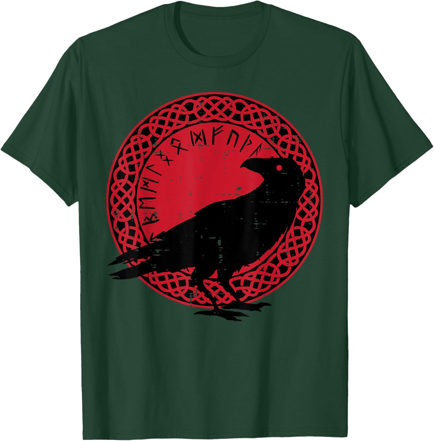 Viking Raven Celtic Circle Norse Mythology Men Women Kids T-Shirt - T-Shirt | Forest