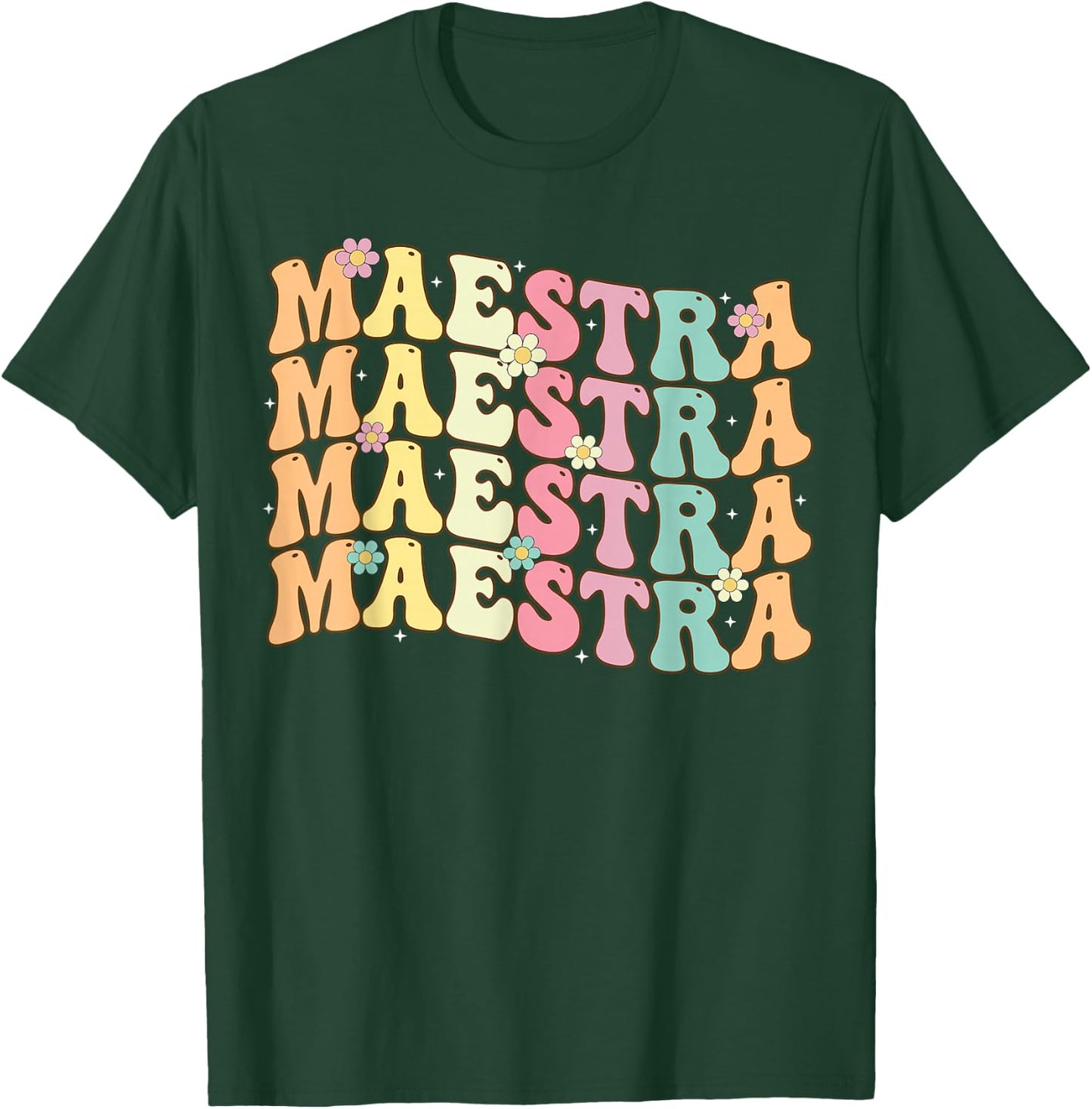 Retro Groovy Maestra Back To School Spanish Teacher Women T-Shirt - T-Shirt | Forest