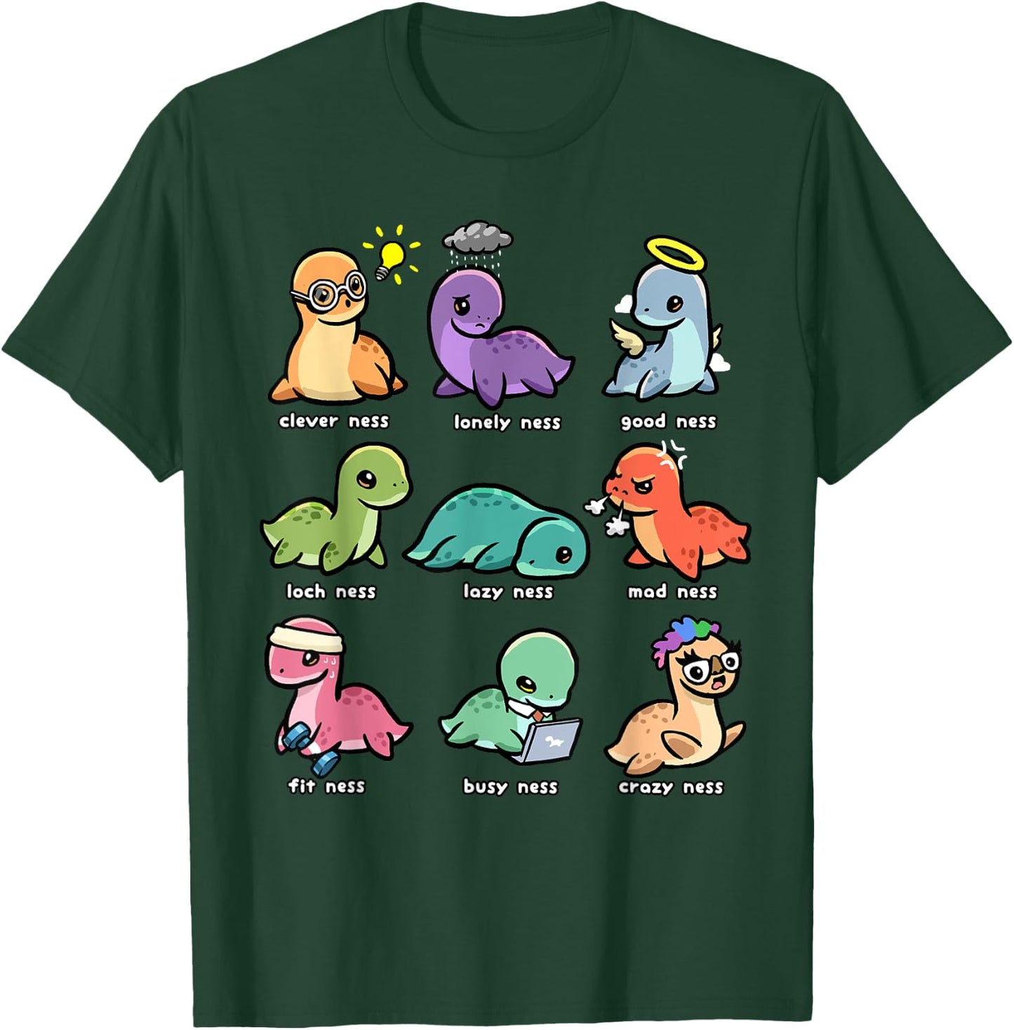 Loch Ness Monster Shirt Funny Types of Ness Cryptid Nessie T-Shirt - T-Shirt | Forest