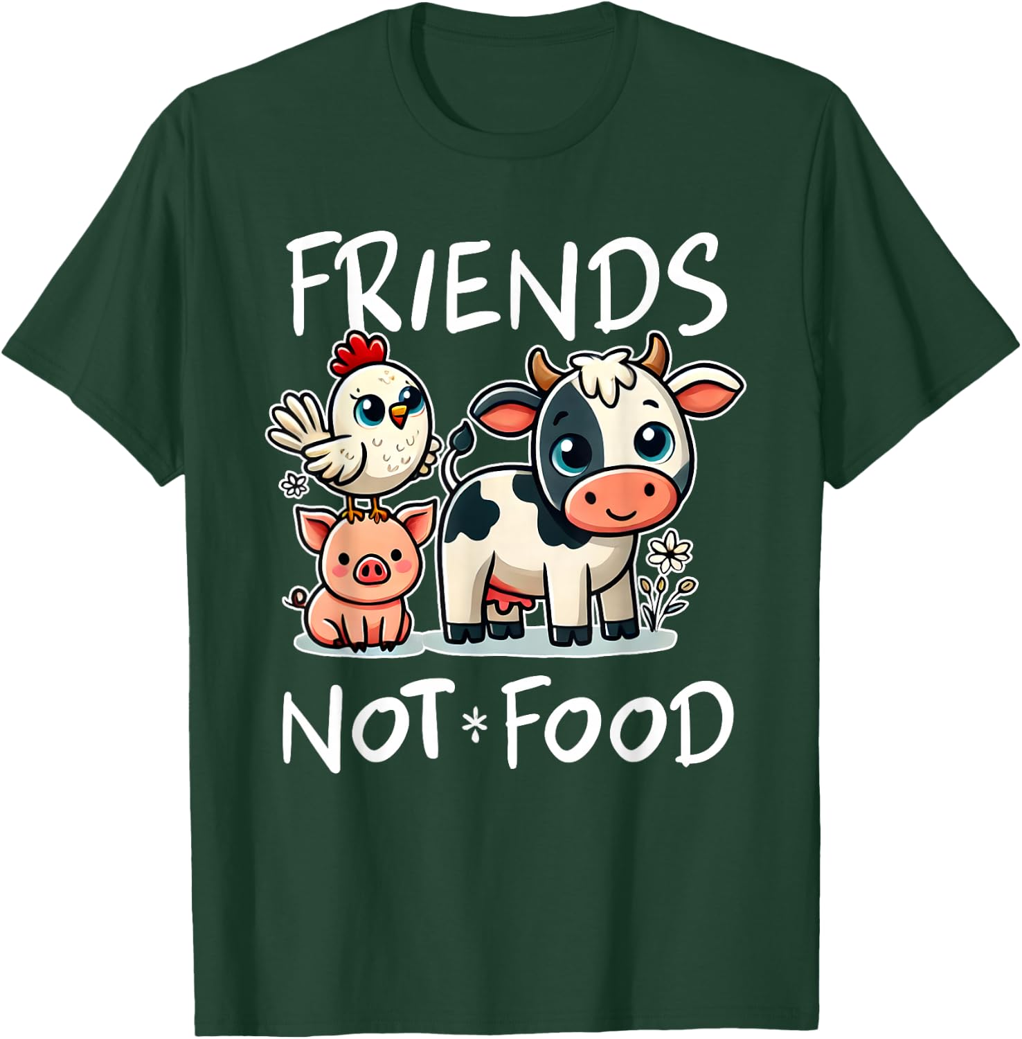 Friends Not Food Funny Vegan Vegetarian Cute Animals Gift T-Shirt - T-Shirt | Forest
