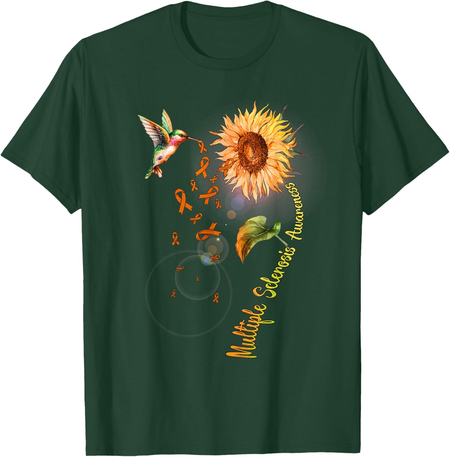 Multiple Sclerosis Sunflower Hummingbird T-Shirt - T-Shirt | Forest