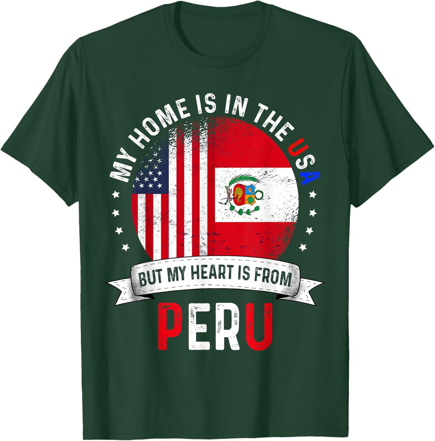 Peruvian American Patriot Heart is from Peru Flag T-Shirt - T-Shirt | Forest