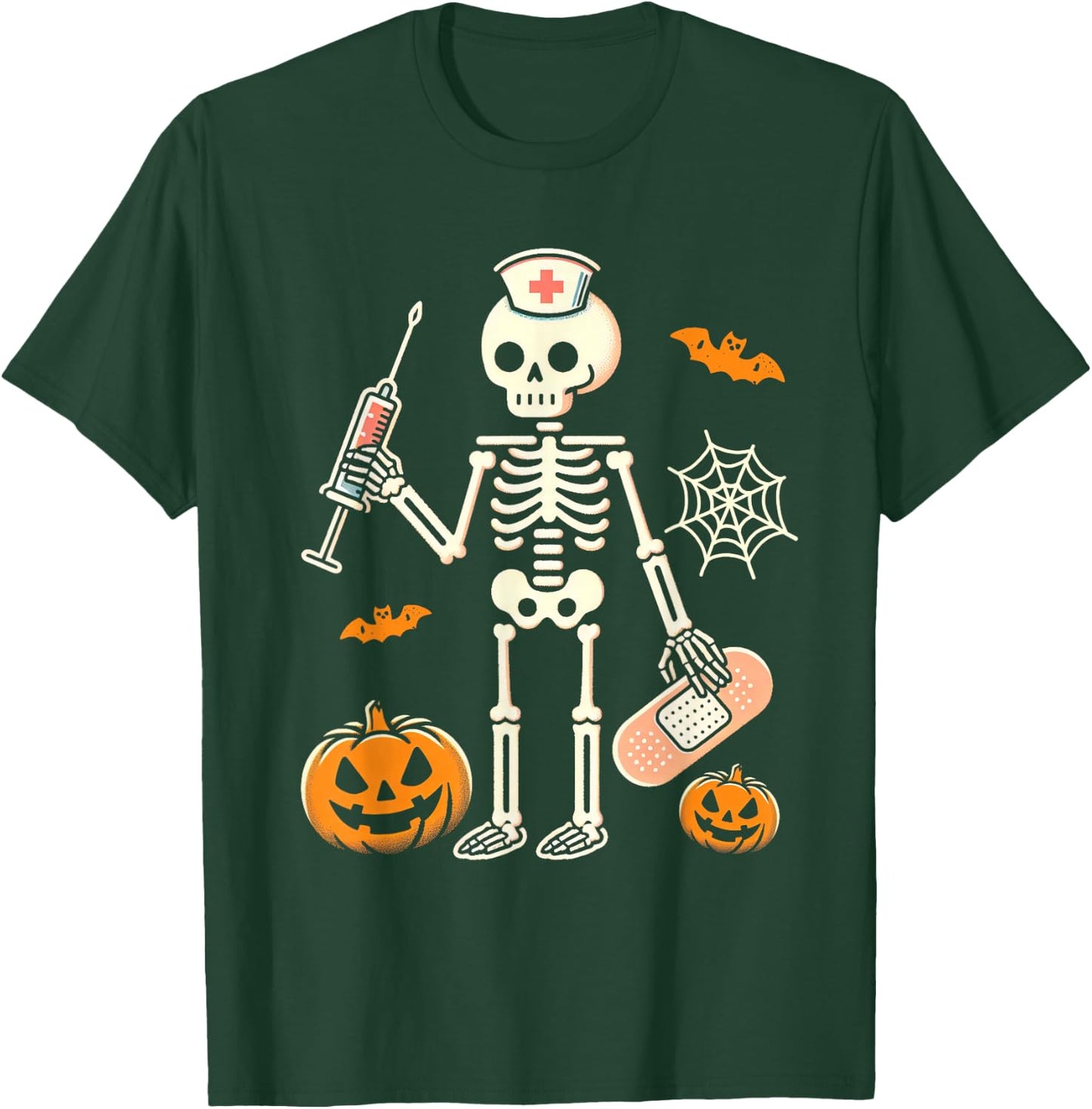 Halloween Nicu Nurse Skeleton Scrub Top Costume Women Men T-Shirt - T-Shirt | Forest
