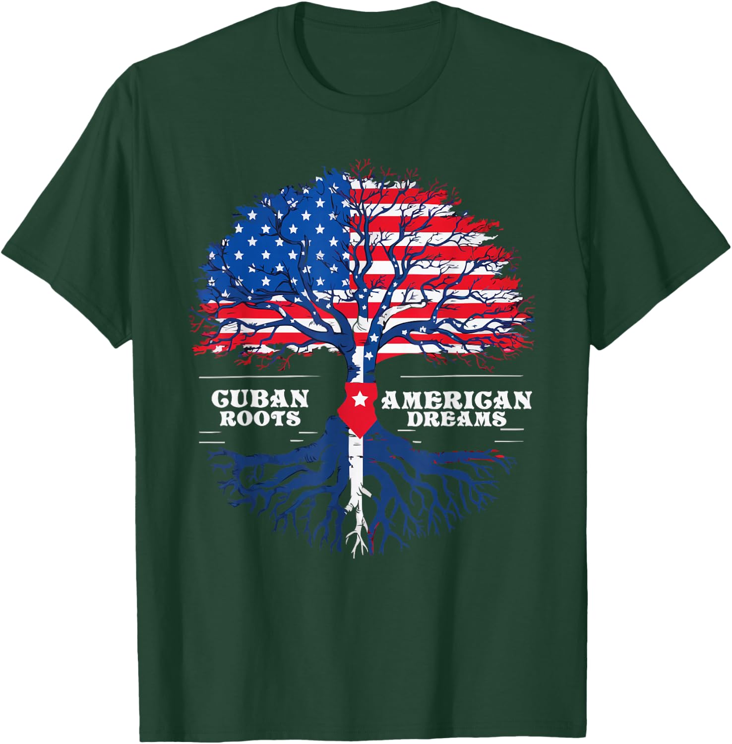 Half Cuban Half American USA Flag Cuba America T-Shirt - T-Shirt | Forest