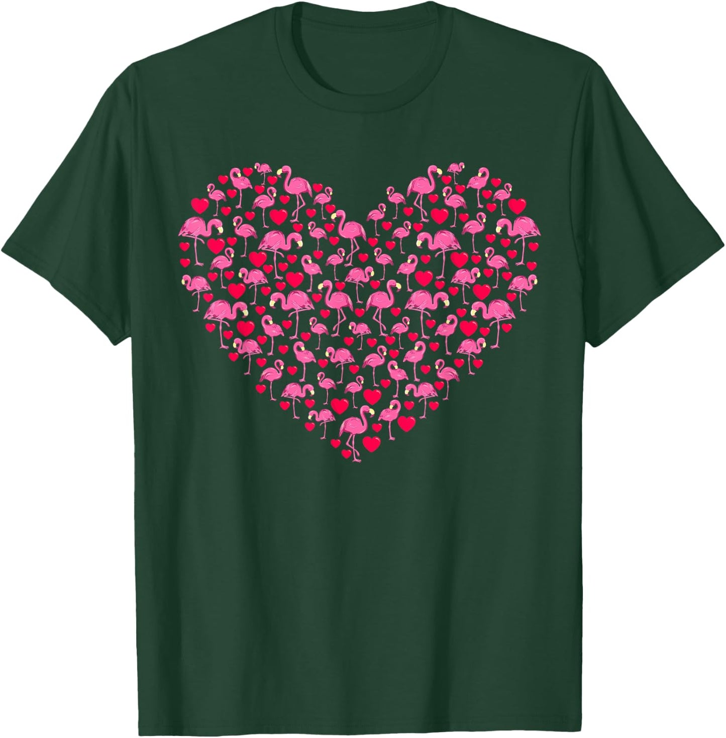 Heart Shape Flamingo Valentine's Day Flamingo Lover Couples T-Shirt - T-Shirt | Forest