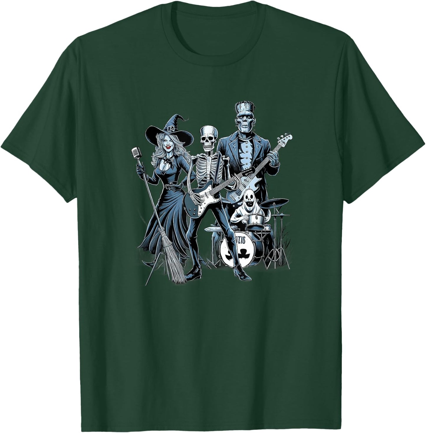 Rock Band Halloween Witch Skeleton Frankenstein Ghost T-Shirt - T-Shirt | Forest