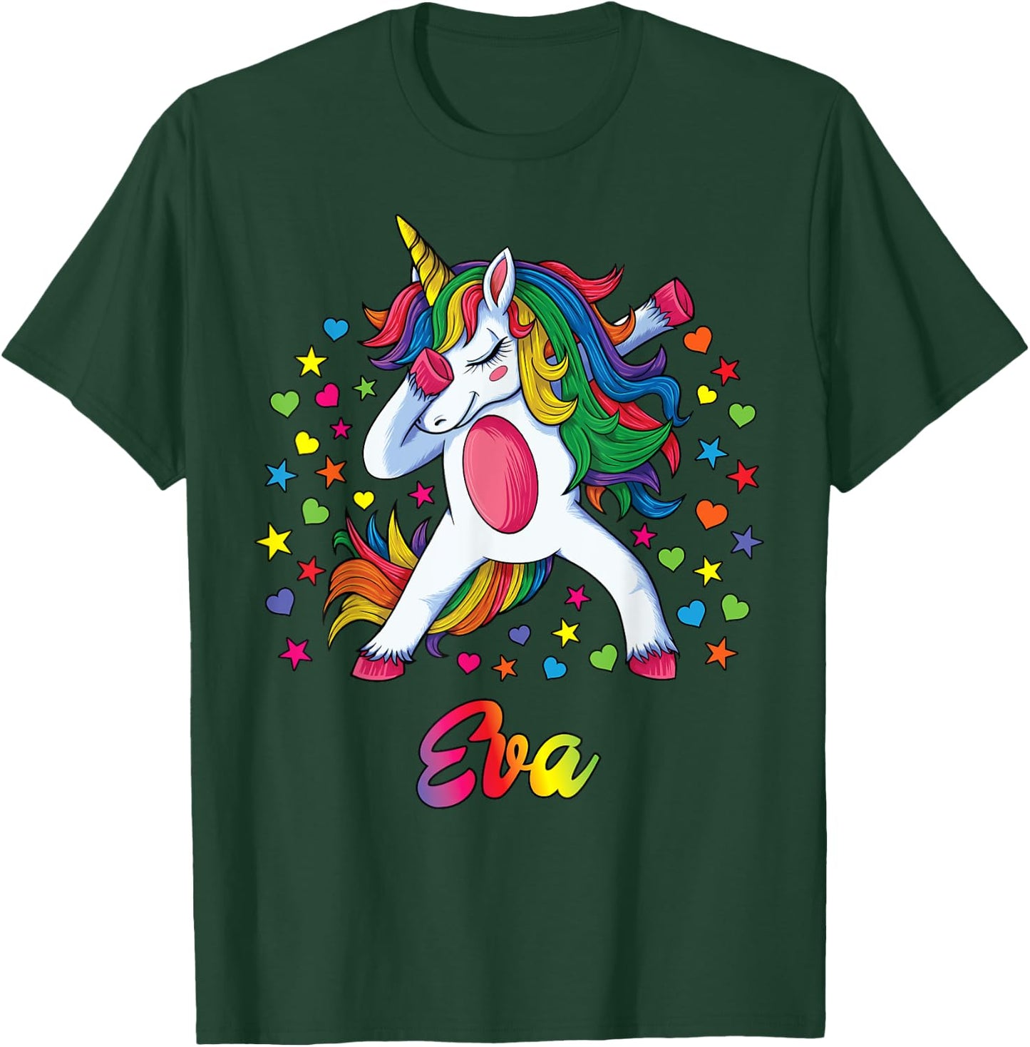 EVA Personalised Name Unicorn Girl Gift T-Shirt - T-Shirt | Forest