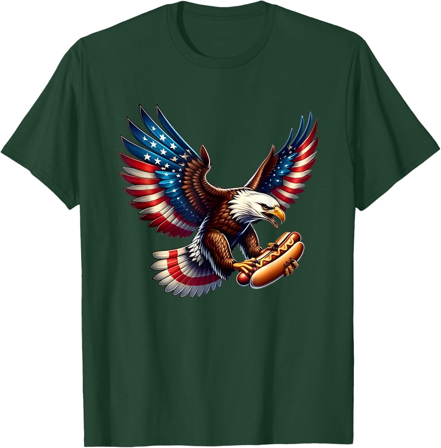 Bald Eagle Hotdog American Flag Men T-Shirt - T-Shirt | Forest