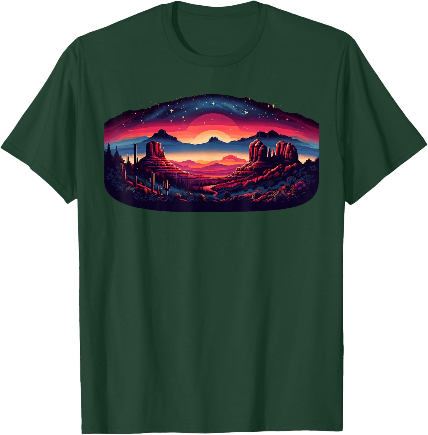 Sedona Arizona Nature Hiking Outdoor Mountain Sedona Night T-Shirt - T-Shirt | Forest