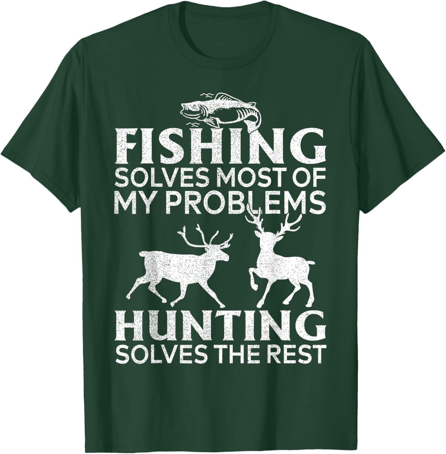 Funny Fishing And Hunting Gift Christmas Humor Hunter Cool T-Shirt - T-Shirt | Forest