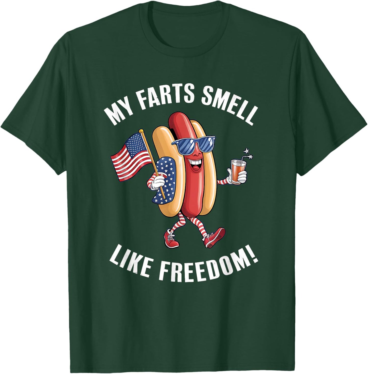 My Farts Smell Like Freedom Funny hotdog Patriotic Graphic Kids Men T-Shirt - T-Shirt | Forest