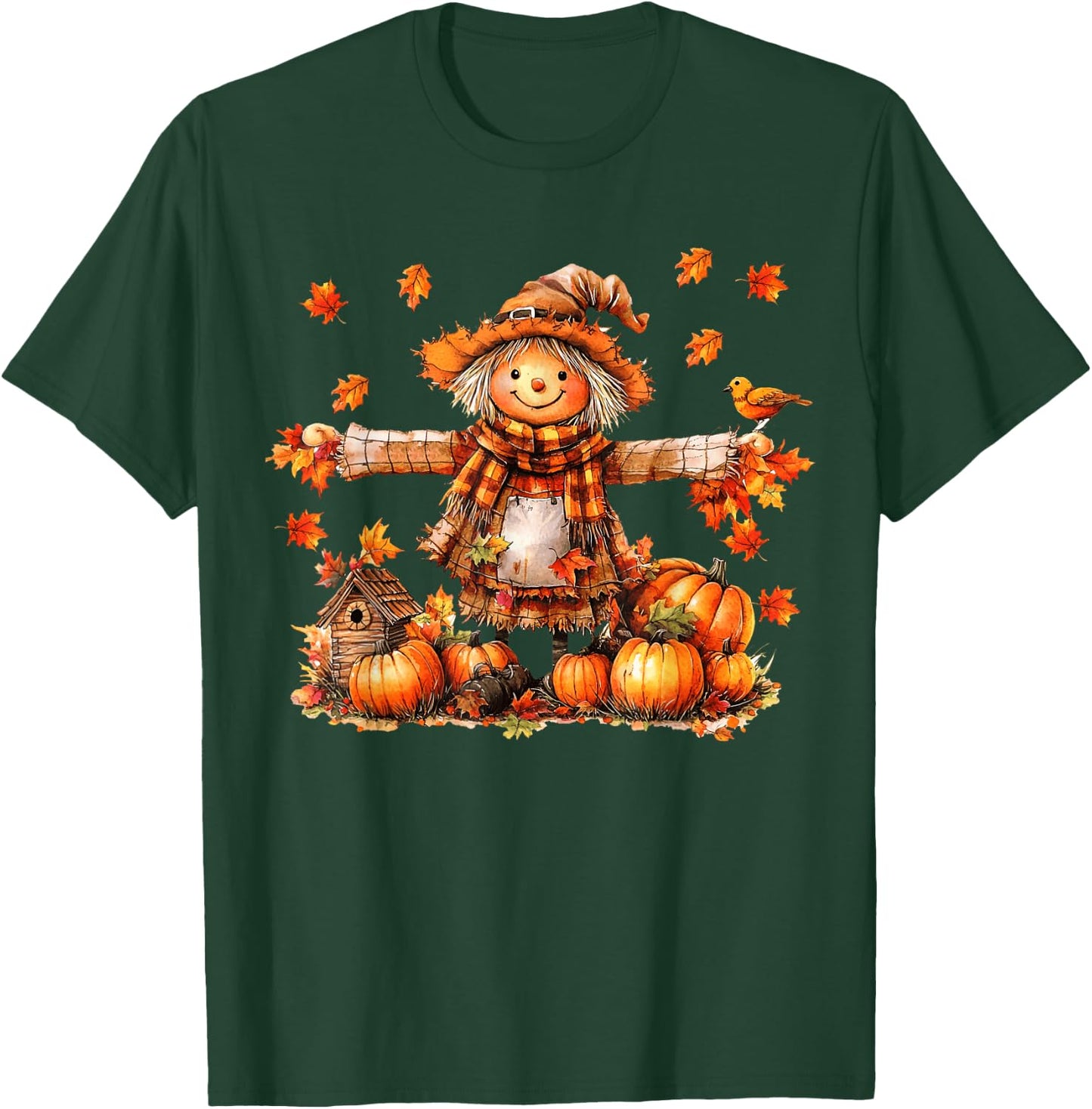 Cute Scarecrow Autumn Pumpkin Happy Thanksgiving Halloween T-Shirt - T-Shirt | Forest