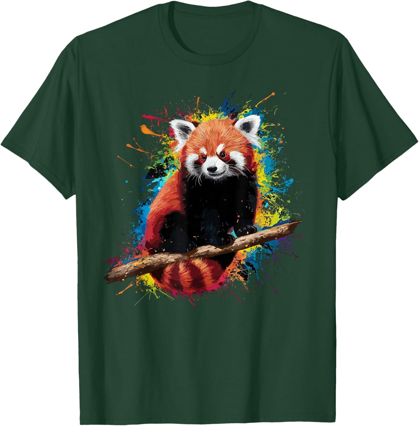Colorful Paint Splash Red Panda Art Graphic T-Shirt - T-Shirt | Forest