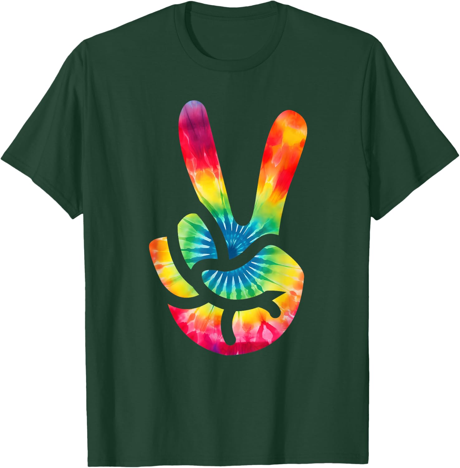 Peace Sign V Fingers Sign Tie Dye Peace T-Shirt - T-Shirt | Forest
