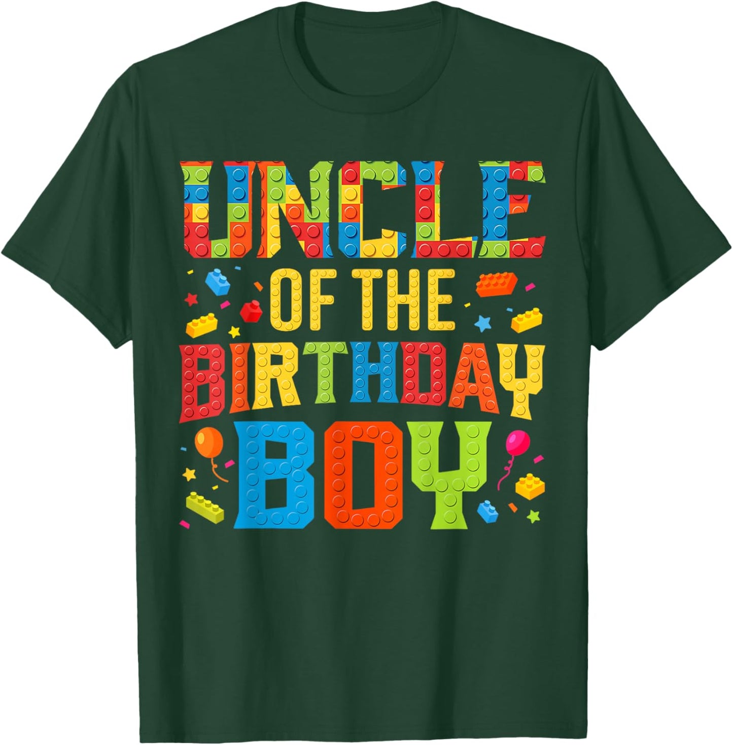 Uncle Of The Birthday Boy Master Builder Building Blocks T-Shirt - T-Shirt | Forest