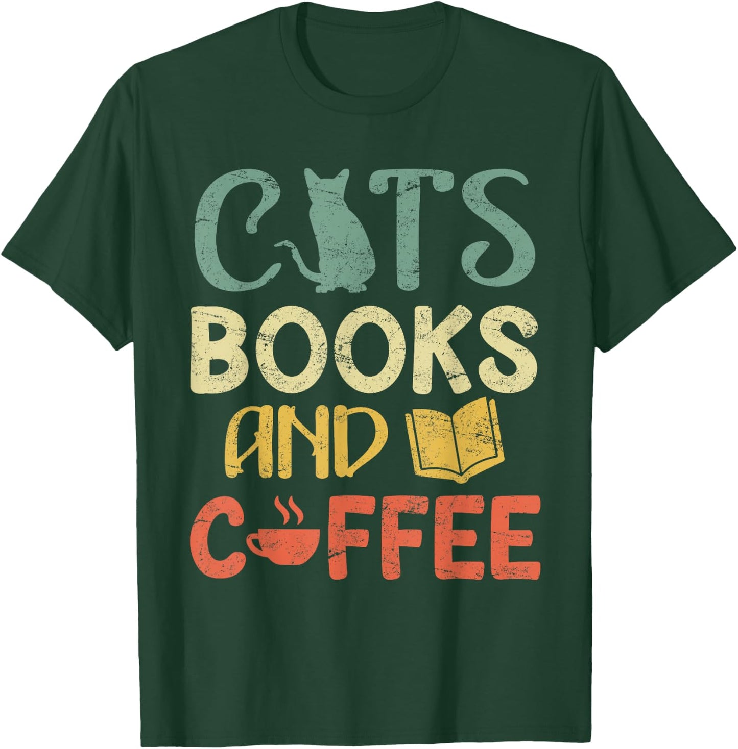 Cats books and coffee Cafe Coffee Drinker T-Shirt - T-Shirt | Forest