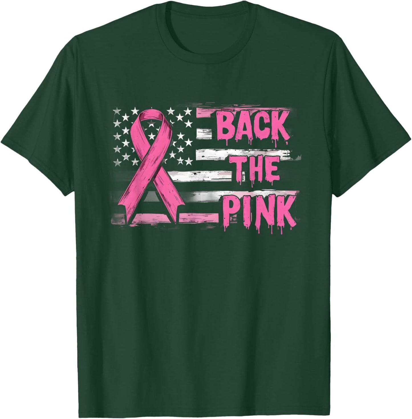 Back The Pink Breast Cancer Awareness Flag Toddler Women Men T-Shirt - T-Shirt | Forest