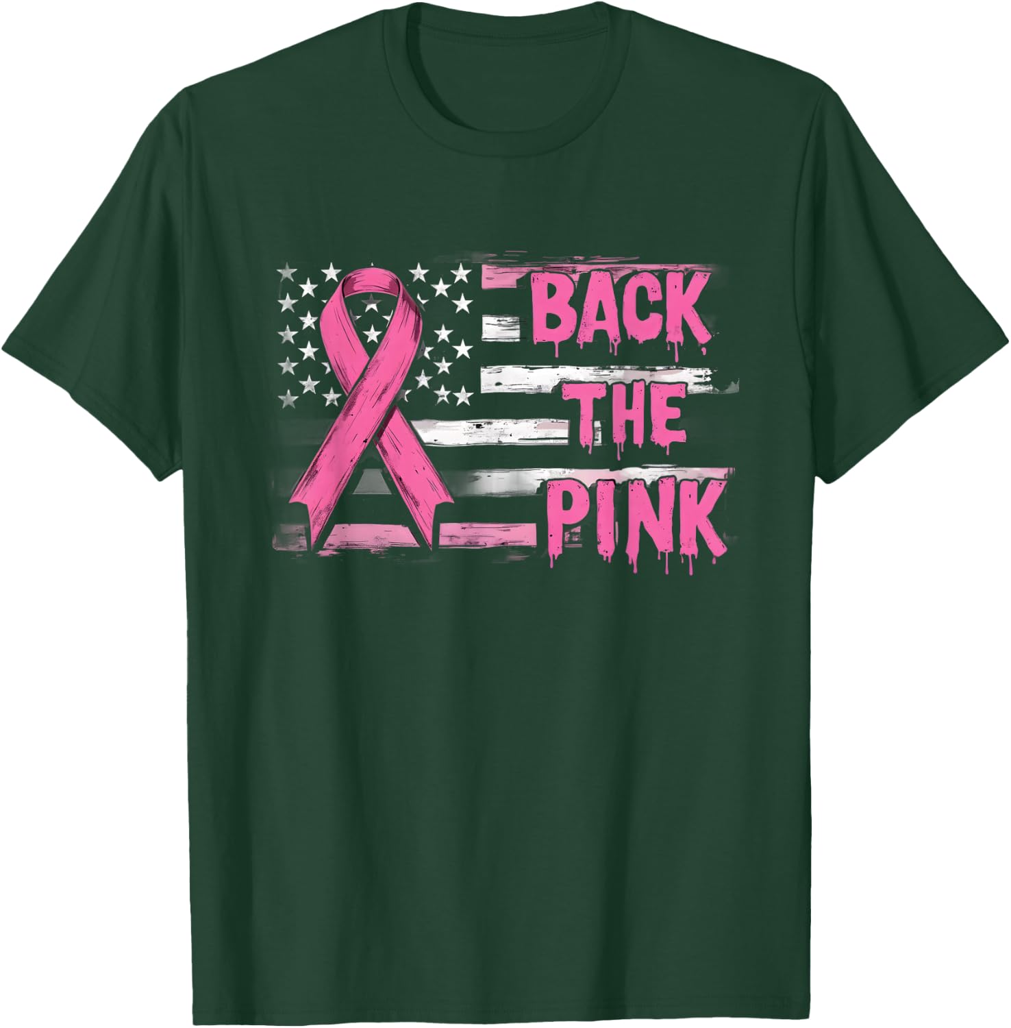 Back The Pink Breast Cancer Awareness Flag Toddler Women Men T-Shirt - T-Shirt | Forest