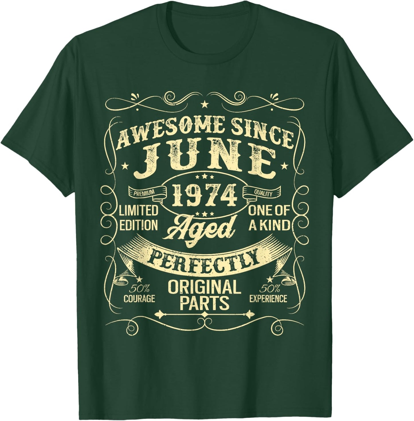 Awesome Since June 1974 Year Of Birth Birthday 1974 Vintage T-Shirt - T-Shirt | Forest