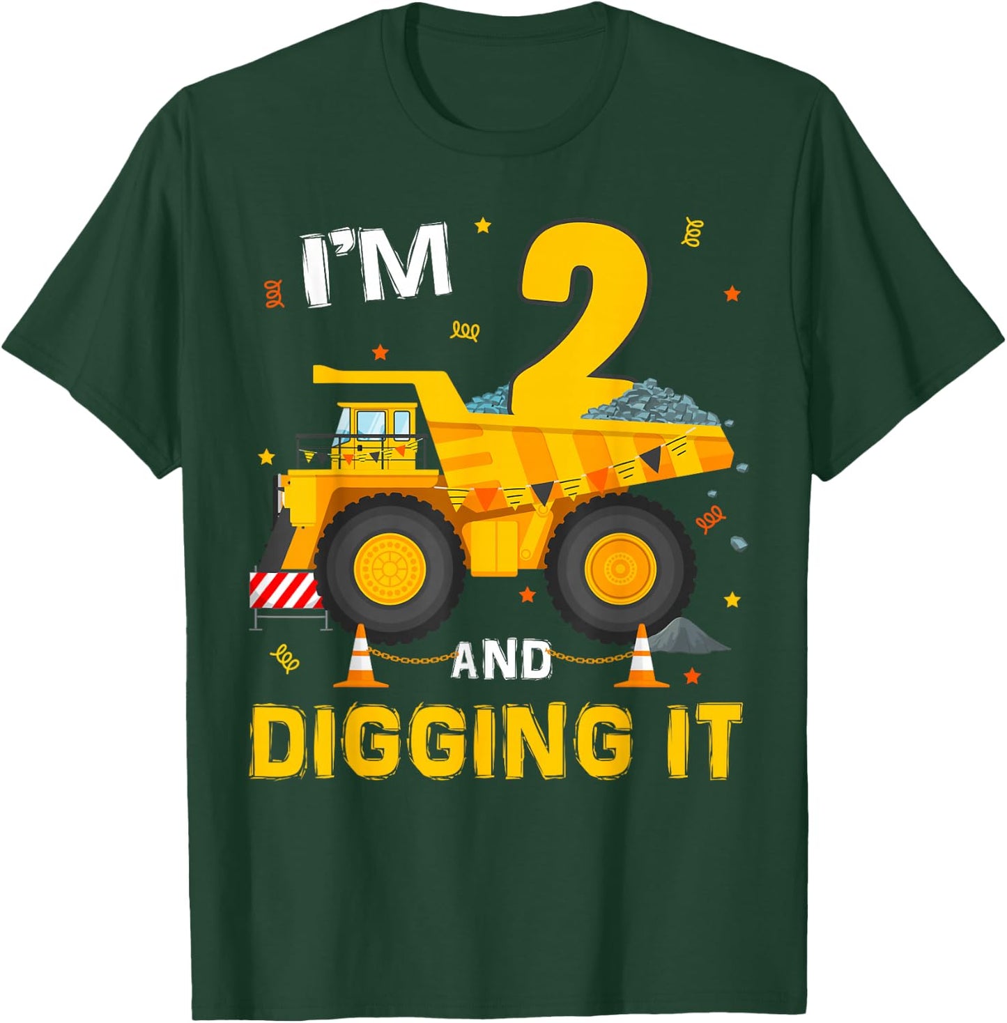 I'm 2 And Digging It 2Yr Old 2nd Birthday Construction Boy T-Shirt - T-Shirt | Forest