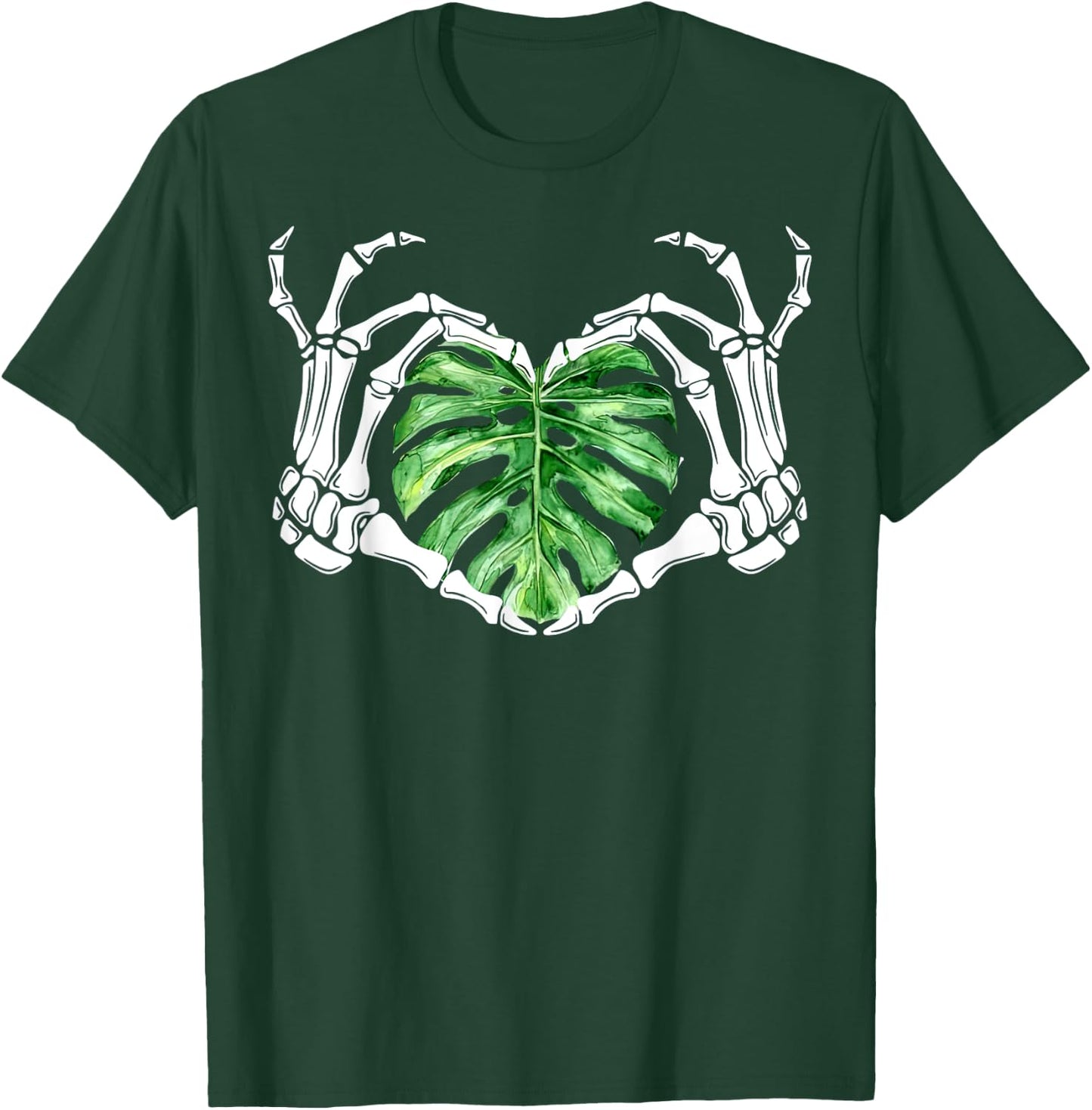 Skeleton Hands Heart Monstera Houseplant Botanical Gardening T-Shirt - T-Shirt | Forest