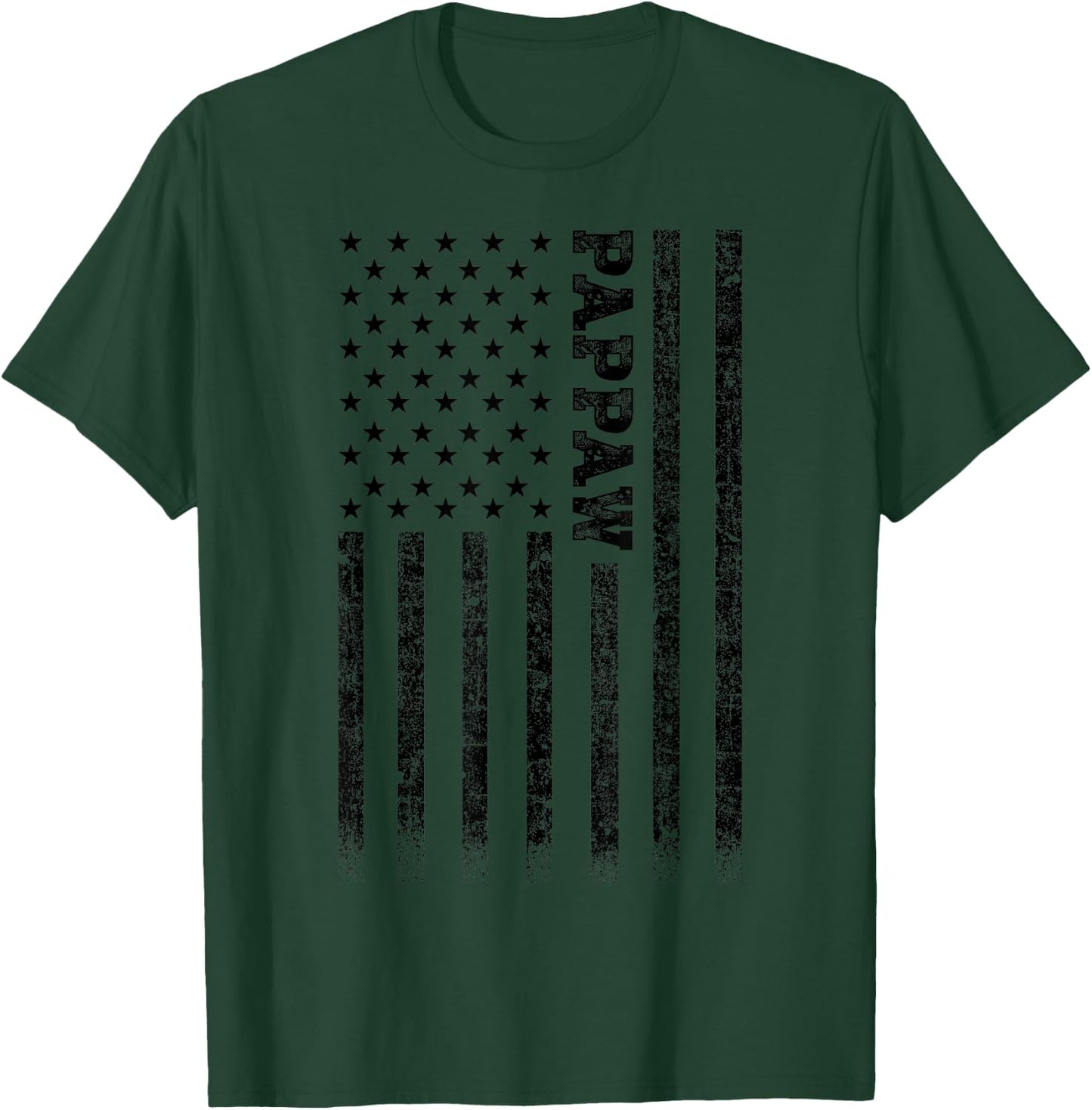 Gifts For Pappaw American Flag - Grey, -Adults, Small, , , Letter Print, Modern, Casual, All Seasons T-Shirt - T-Shirt | Forest