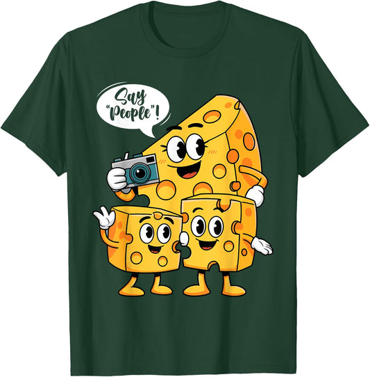 Say People - Cheese Lover Food Dairy Milk Gouda Cheddar Brie T-Shirt - T-Shirt | Forest