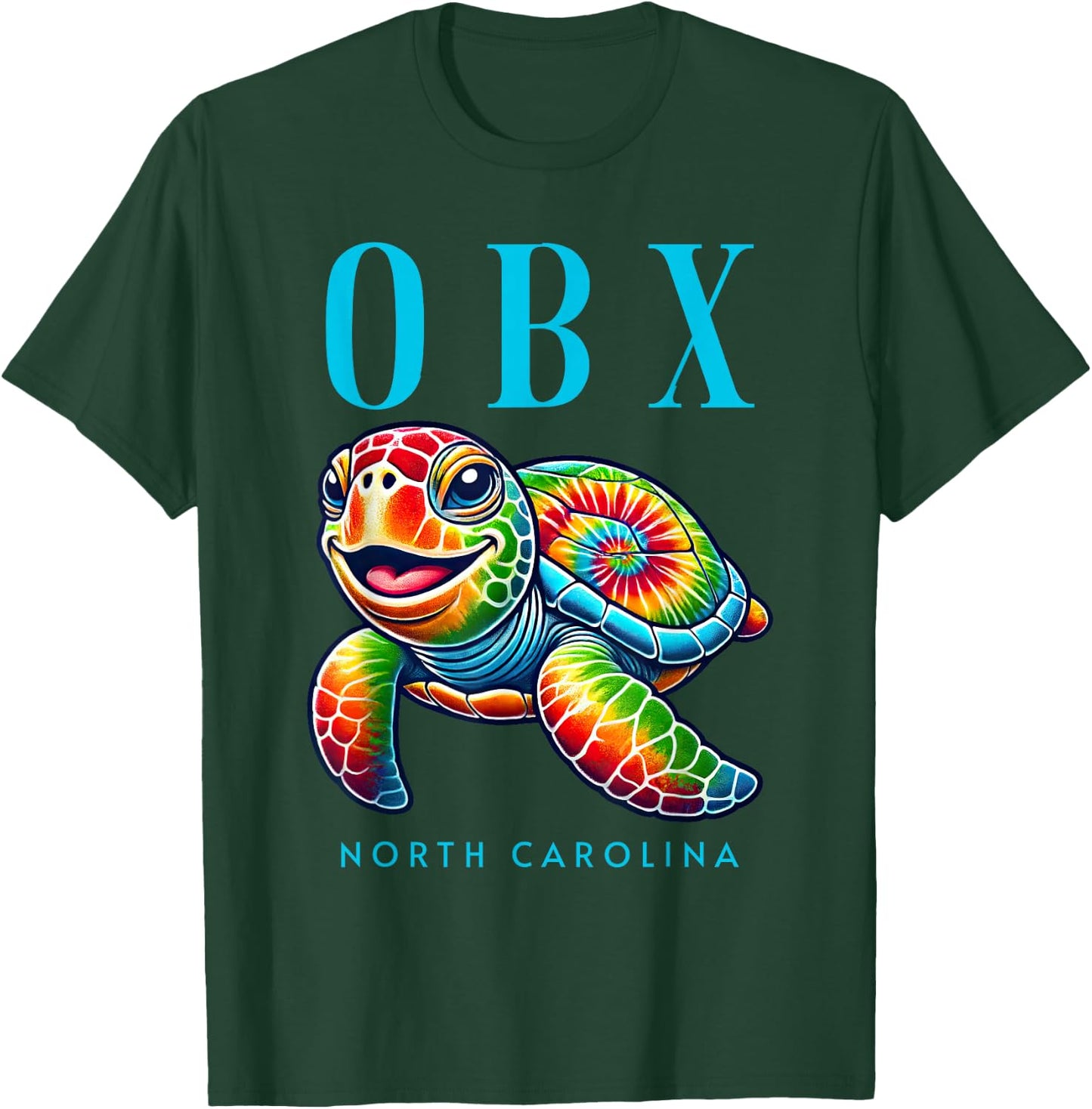 OBX North Carolina Smiling Tie Dye Sea Turtle T-Shirt - T-Shirt | Forest