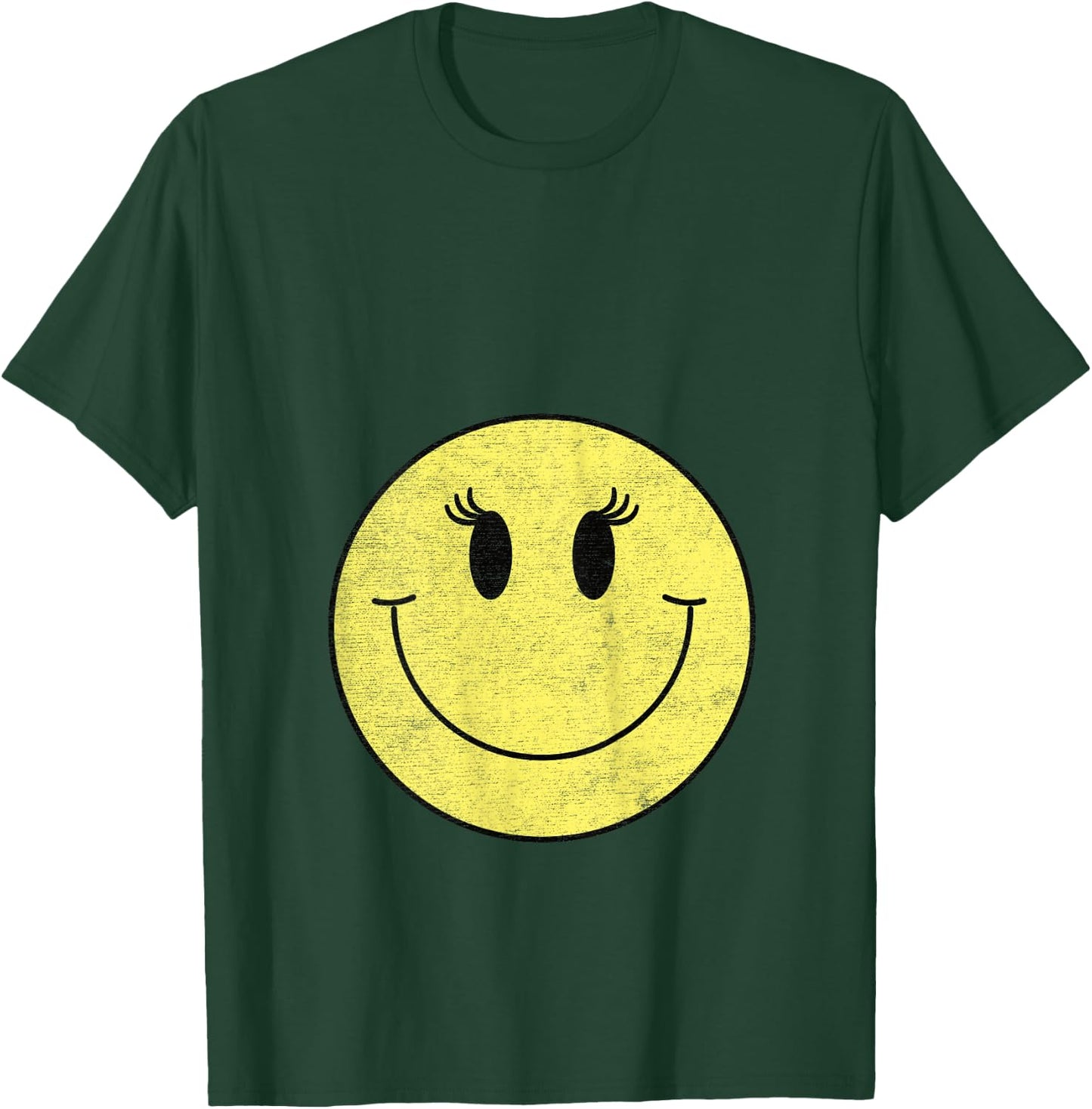 Vintage Cute Eyelashes Yellow Happy Smiling Smile Face Girl T-Shirt - T-Shirt | Forest