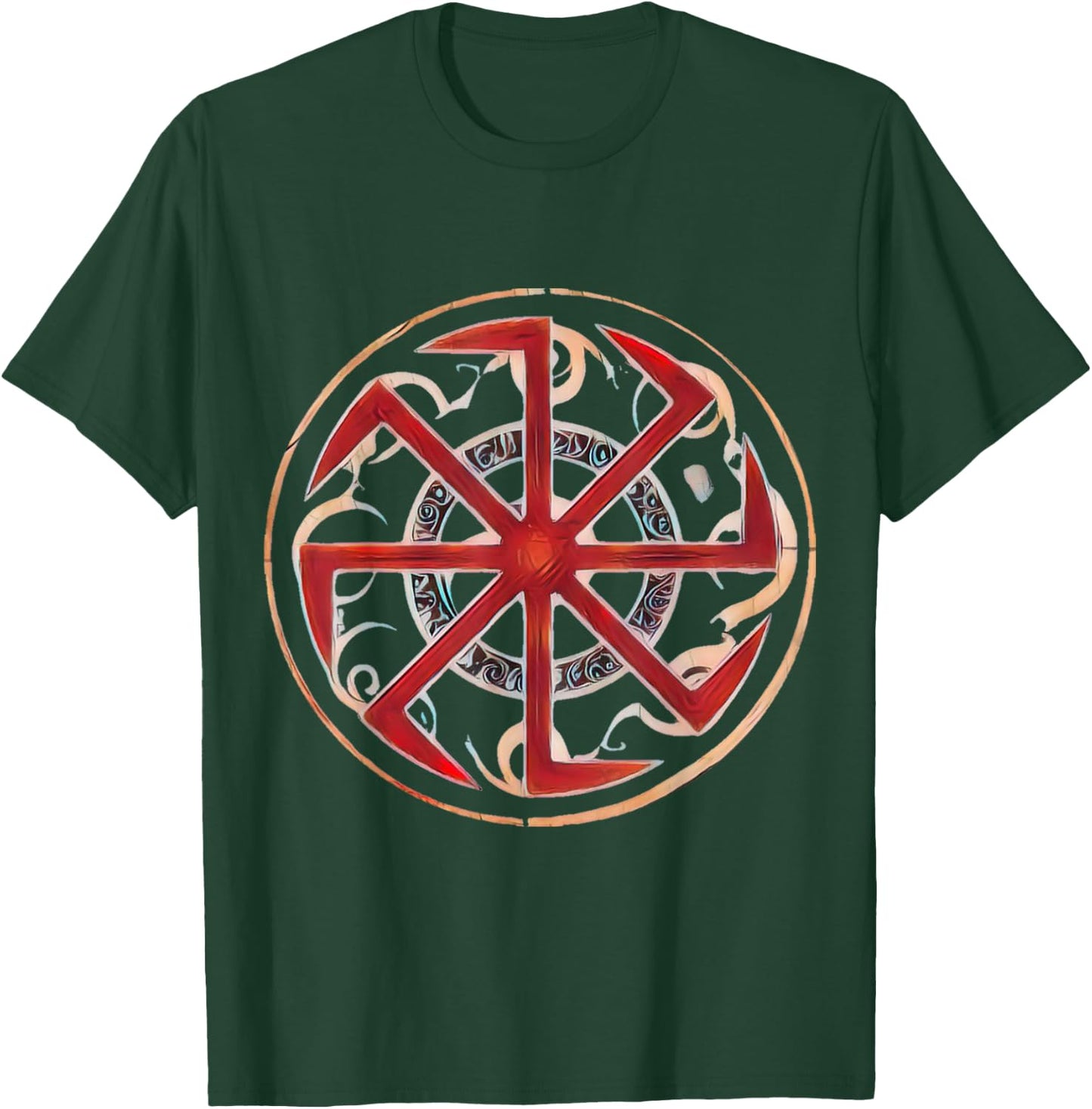 Kolovrat Slavic Protective Rune T-Shirt - T-Shirt | Forest
