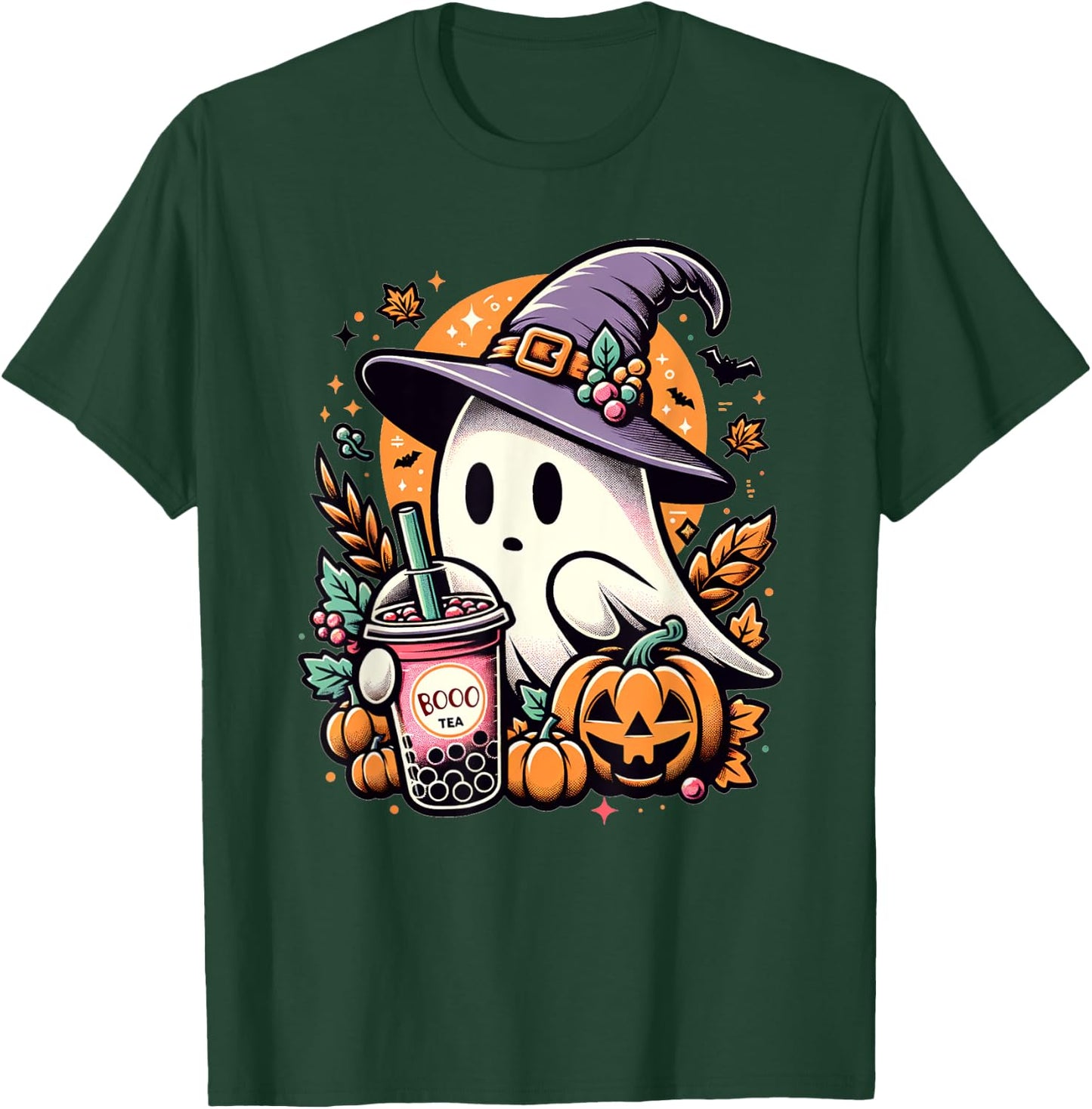 Halloween Ghost Funny Halloween Bubble Tea T-Shirt - T-Shirt | Forest