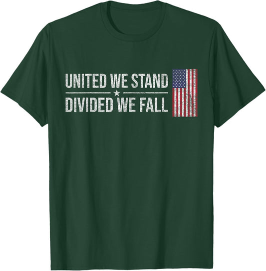 Usa Flag United We Stand Divided We Fall American Patriot T-Shirt - T-Shirt | Forest