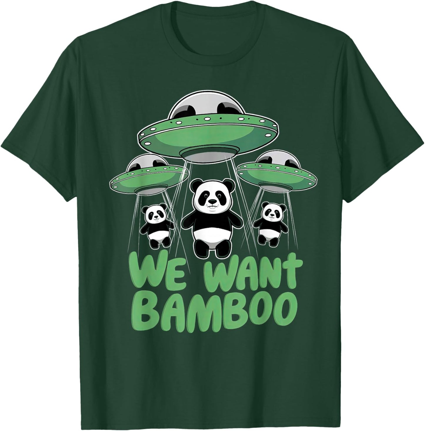 We Want Bamboo UFO Panda Alien Space Pandas T-Shirt - T-Shirt | Forest