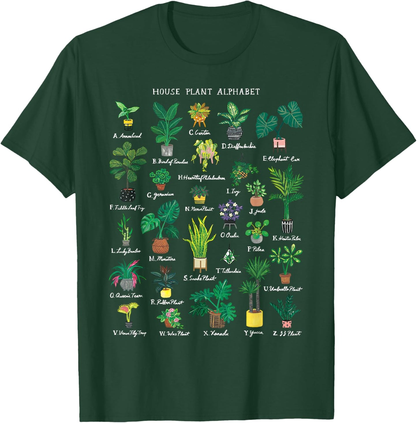 Plant Alphabet Gardener Gardening Plant Lover Women Men T-Shirt - T-Shirt | Forest