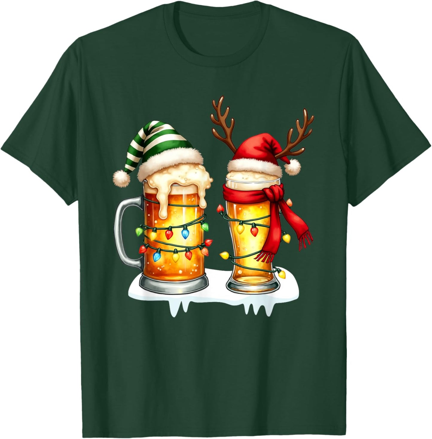 Christmas Pajamas Beer Mug Beer Glasses Beer Costume Santa T-Shirt - T-Shirt | Forest